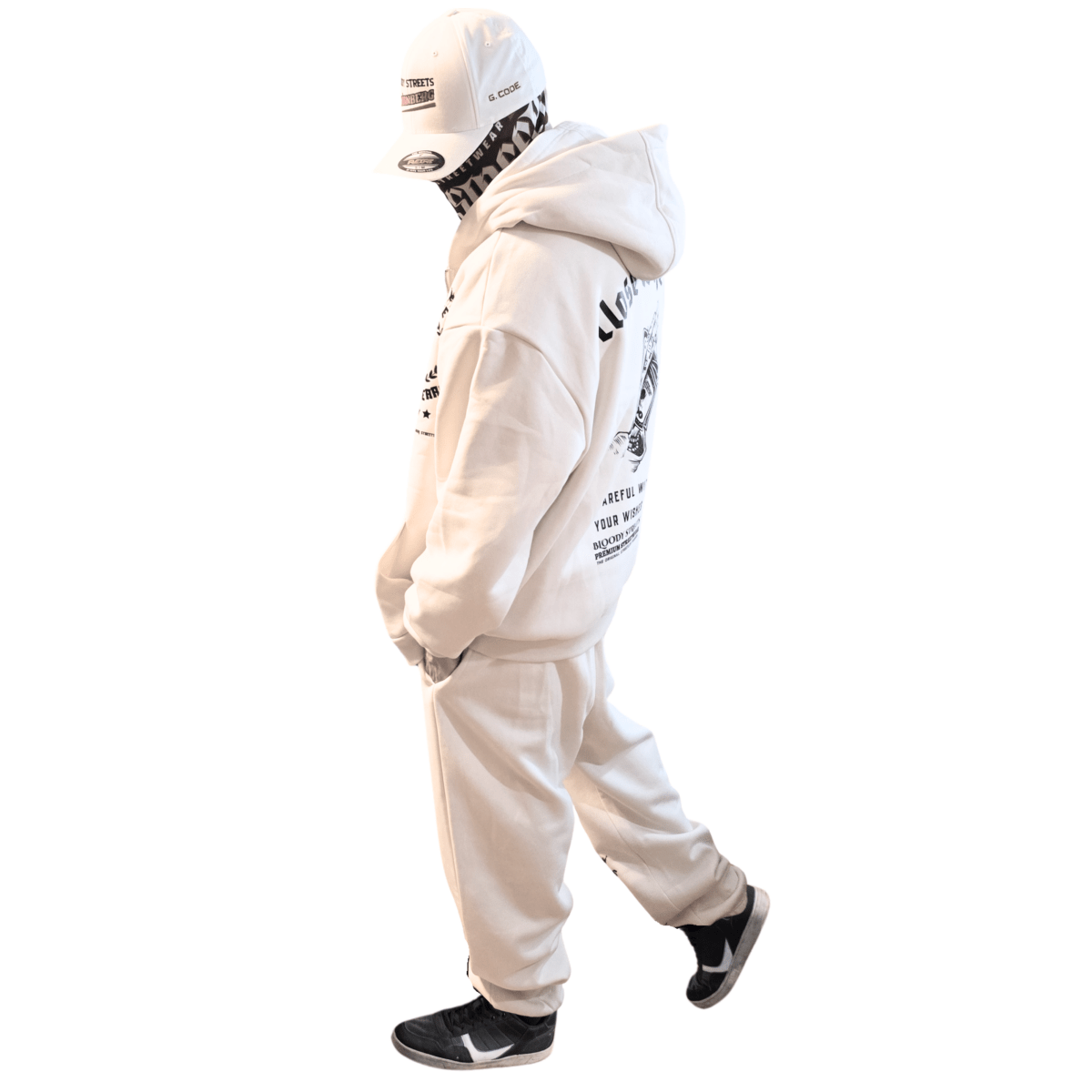 Herren Oversize Zipper Hoodie Dead Skull Jogginganzug beige - BLOODY - STREETS.DE Streetwear Herren und Damen Hoodies, T-Shirts, Pullis