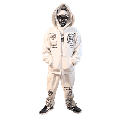 Herren Oversize Zipper Hoodie Dead Skull Jogginganzug beige - BLOODY - STREETS.DE Streetwear Herren und Damen Hoodies, T-Shirts, Pullis