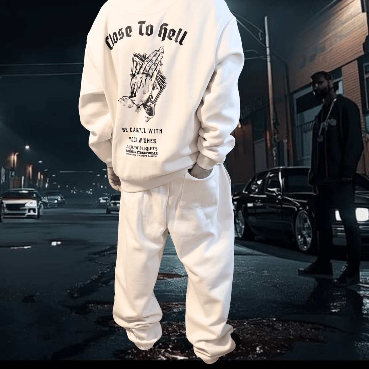 Herren Oversize Zipper Hoodie Dead Skull Jogginganzug beige - BLOODY - STREETS.DE Streetwear Herren und Damen Hoodies, T-Shirts, Pullis