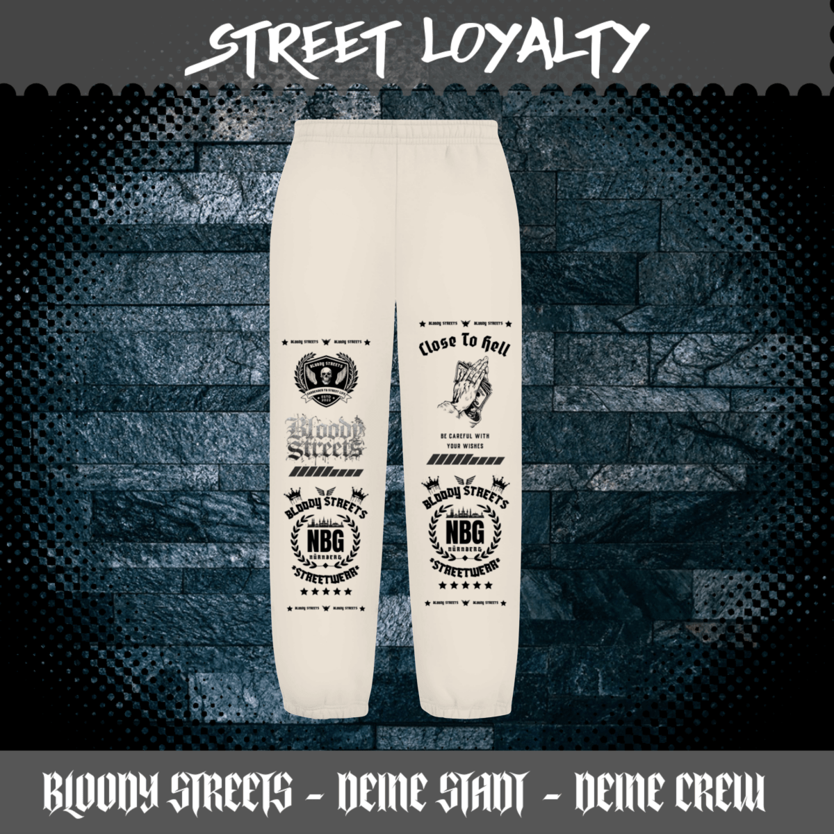 Herren Oversize Zipper Hoodie Dead Skull Jogginganzug beige - BLOODY - STREETS.DE Streetwear Herren und Damen Hoodies, T-Shirts, Pullis