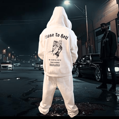 Herren Oversize Zipper Hoodie Dead Skull Jogginganzug beige - BLOODY - STREETS.DE Streetwear Herren und Damen Hoodies, T-Shirts, Pullis