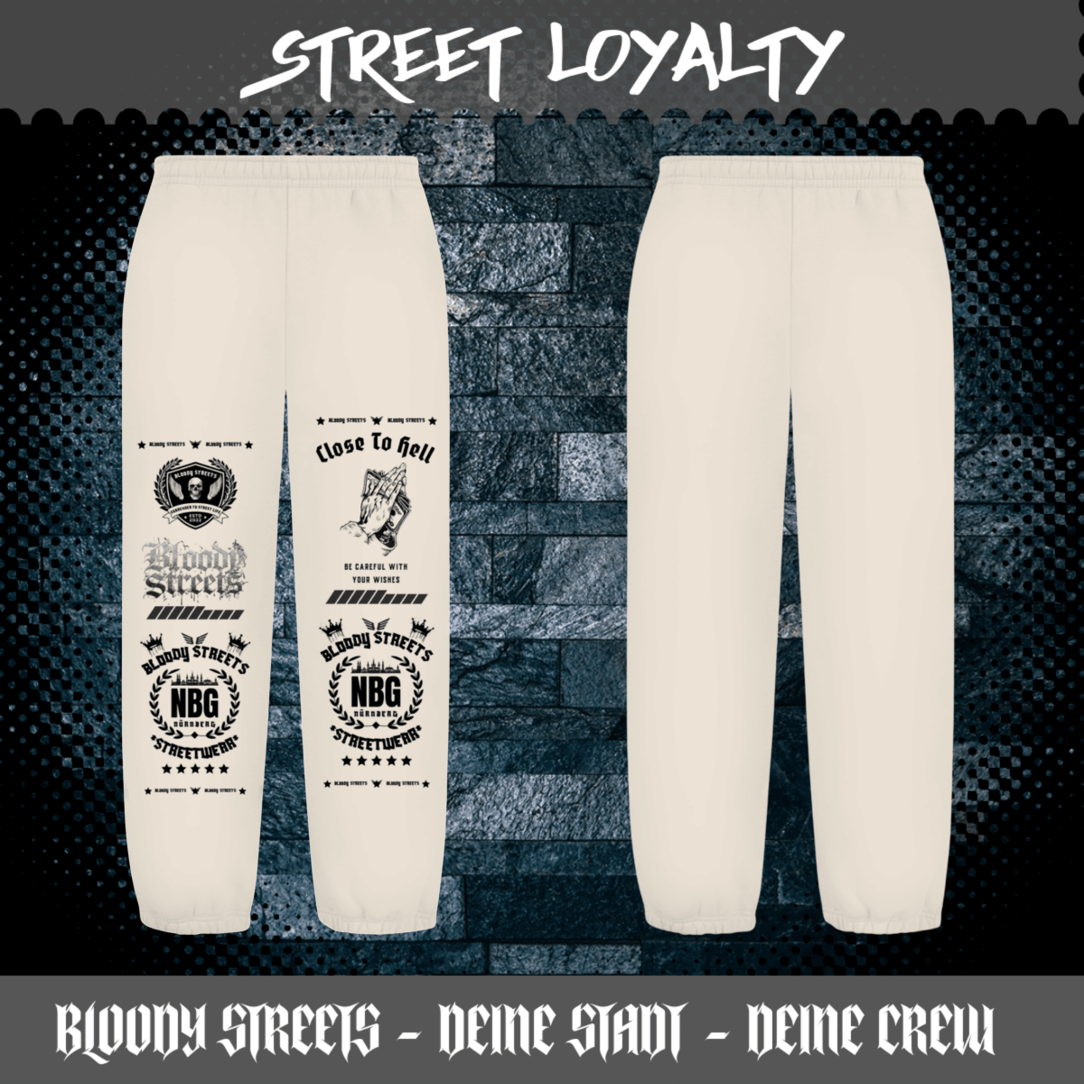 Herren Oversize Zipper Hoodie Dead Skull Jogginganzug beige - BLOODY - STREETS.DE Streetwear Herren und Damen Hoodies, T-Shirts, Pullis