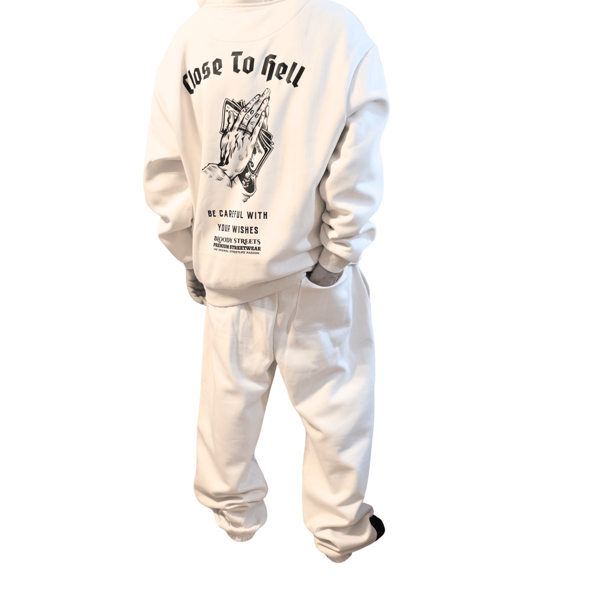 Herren Oversize Zipper Hoodie Dead Skull Jogginganzug beige - BLOODY - STREETS.DE Streetwear Herren und Damen Hoodies, T-Shirts, Pullis