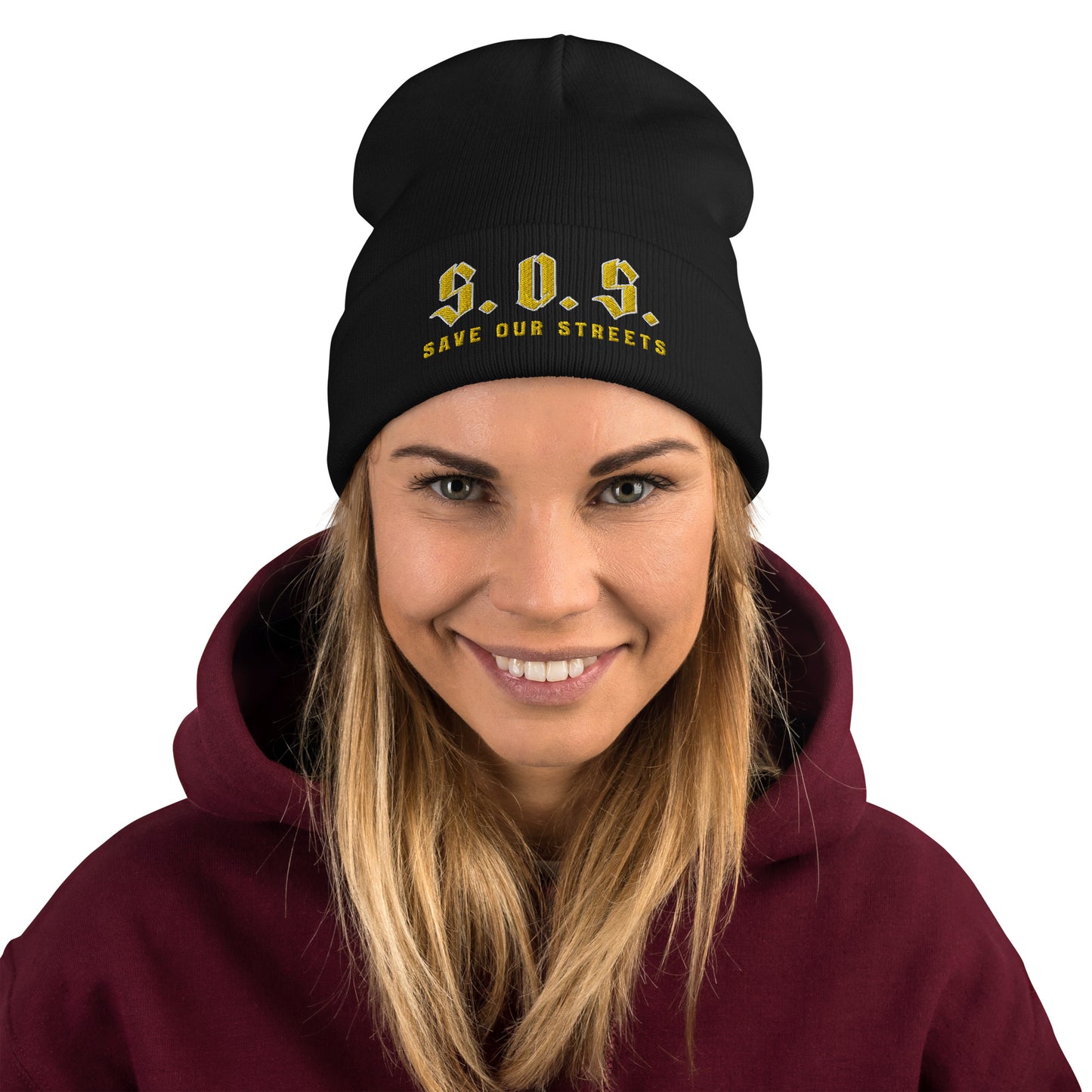 Streetwear Beanie - Stickerei S.O.S. SAVE OUR STREETS