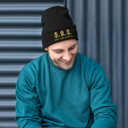 Streetwear Beanie - Stickerei S.O.S. SAVE OUR STREETS