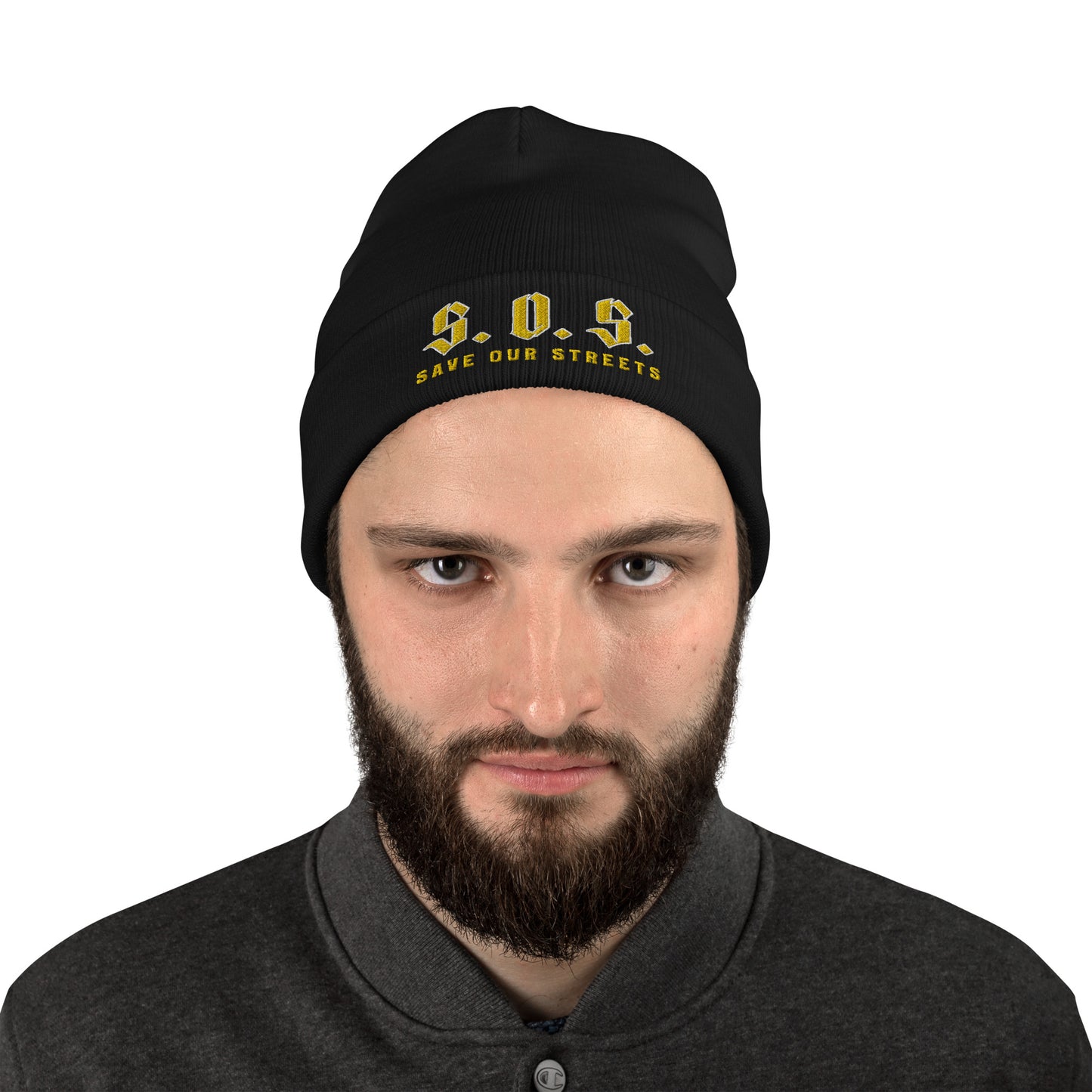 Streetwear Beanie - Stickerei S.O.S. SAVE OUR STREETS