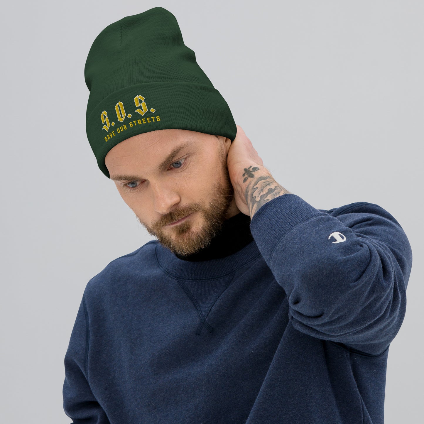 Streetwear Beanie - Stickerei S.O.S. SAVE OUR STREETS