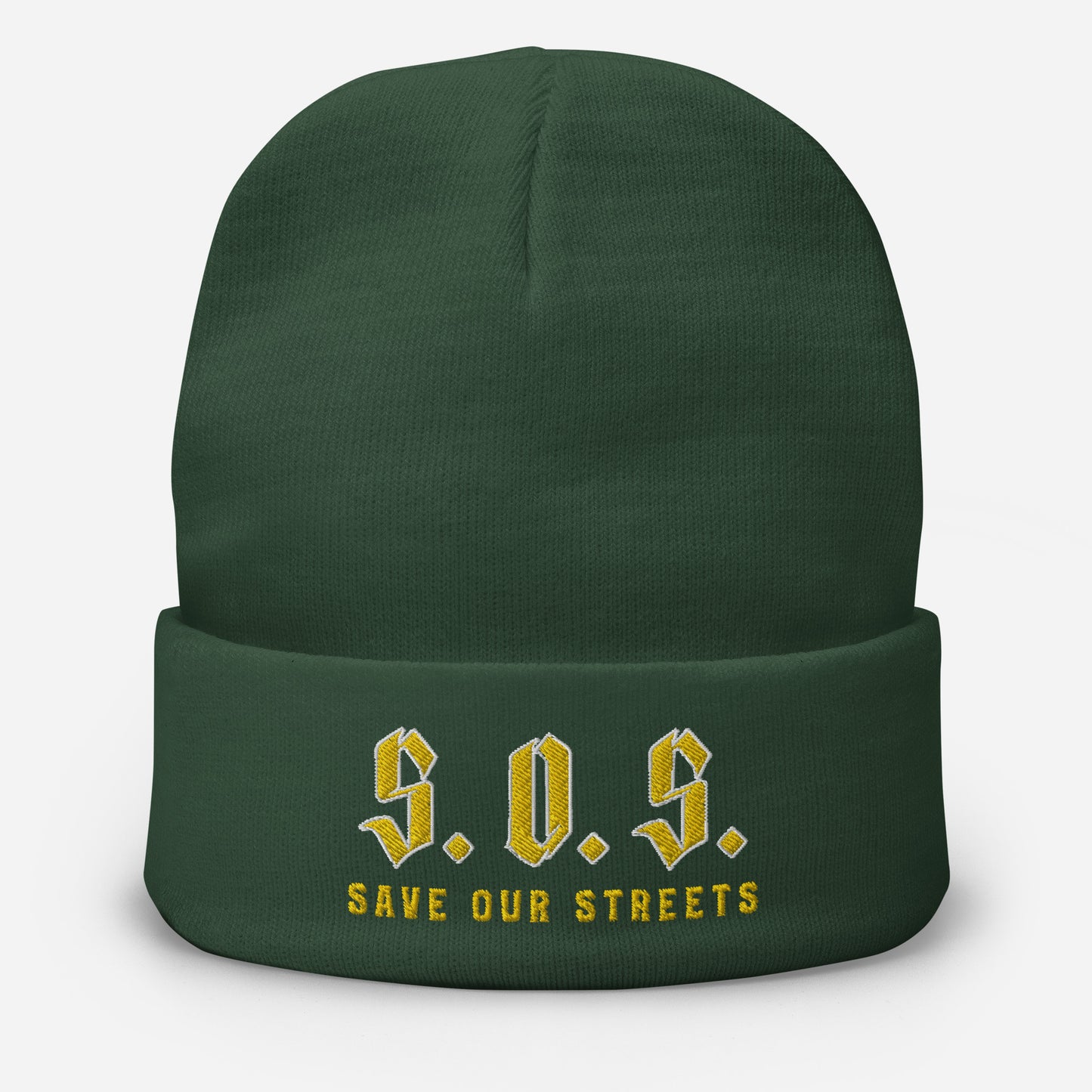 Streetwear Beanie - Stickerei S.O.S. SAVE OUR STREETS