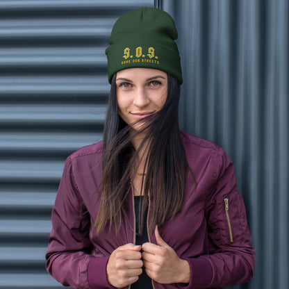 Streetwear Beanie - Stickerei S.O.S. SAVE OUR STREETS