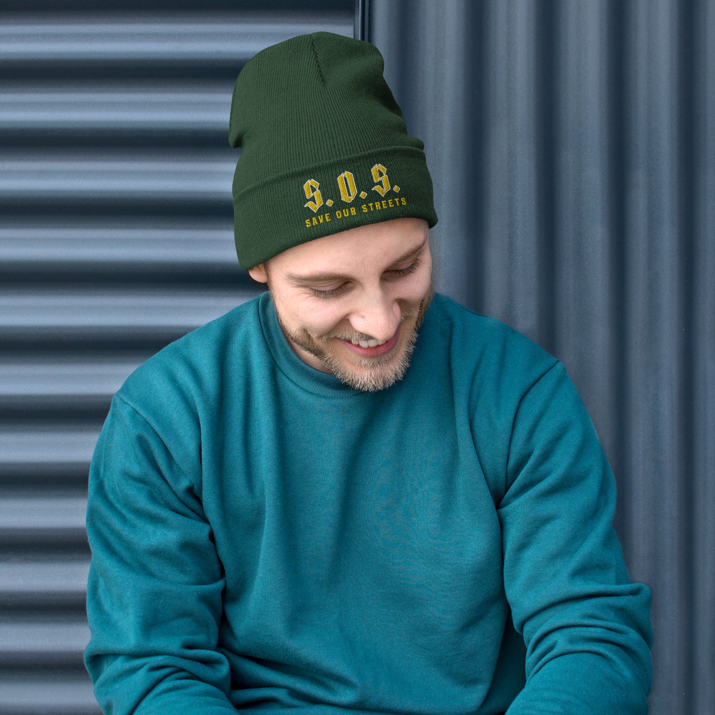 Streetwear Beanie - Stickerei S.O.S. SAVE OUR STREETS