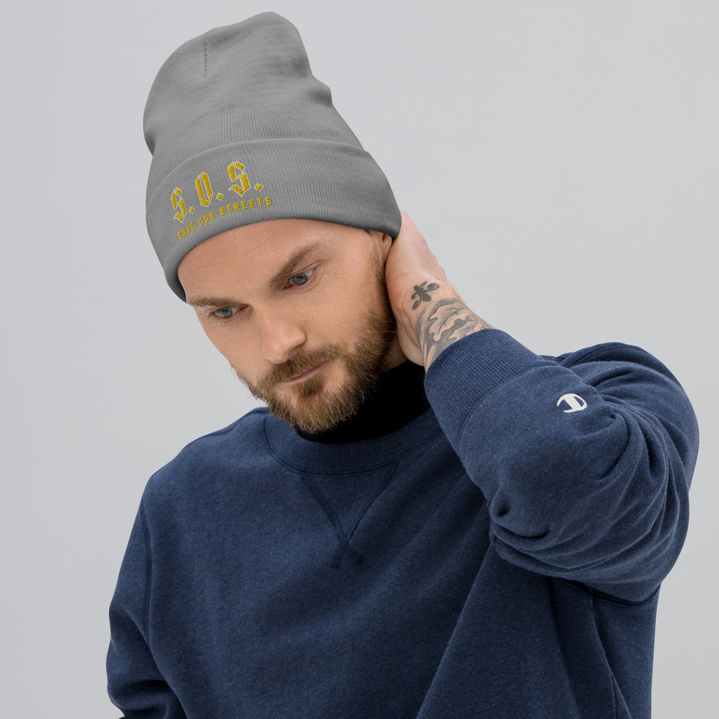 Streetwear Beanie - Stickerei S.O.S. SAVE OUR STREETS