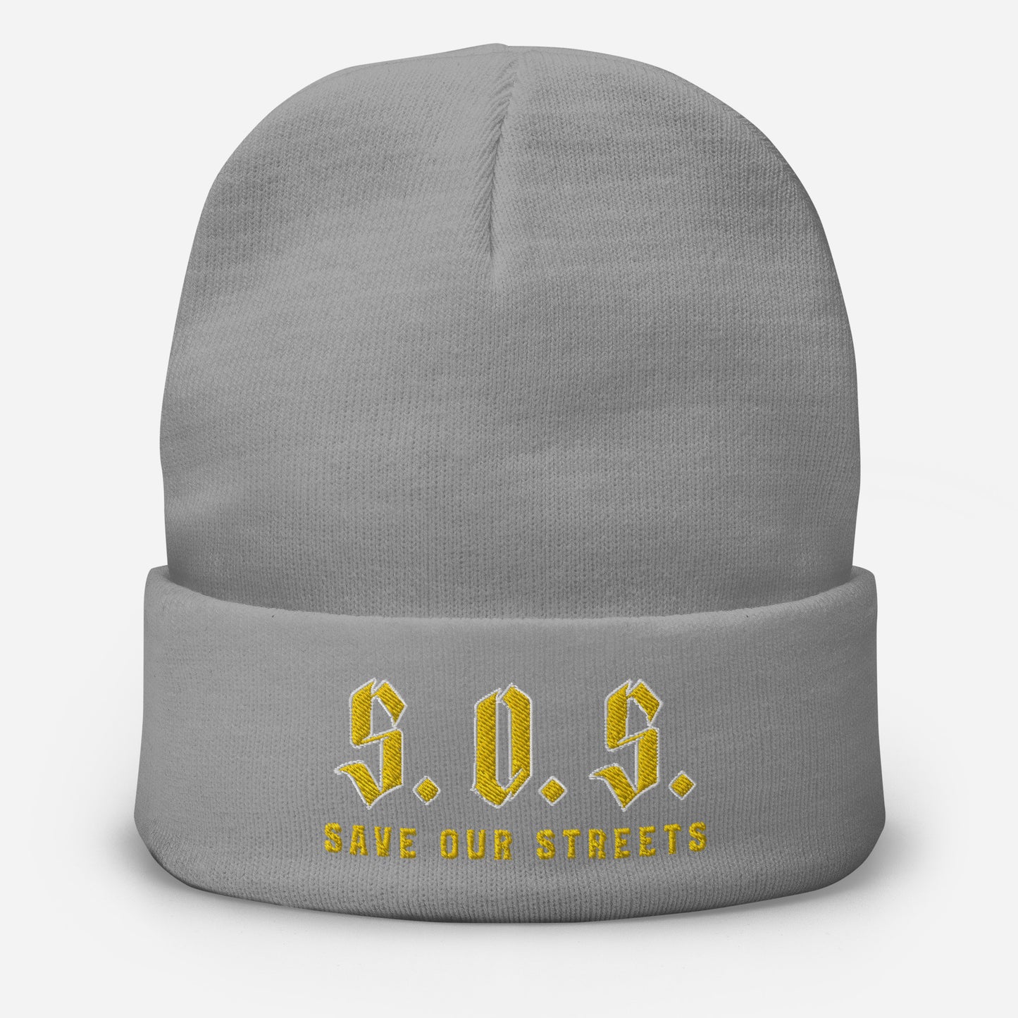 Streetwear Beanie - Stickerei S.O.S. SAVE OUR STREETS