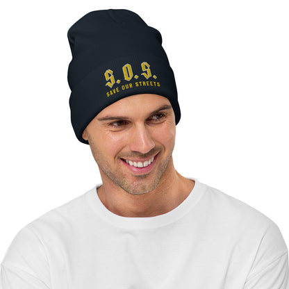 Streetwear Beanie - Stickerei S.O.S. SAVE OUR STREETS