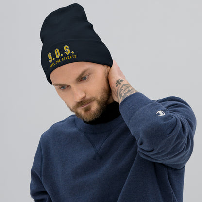 Streetwear Beanie - Stickerei S.O.S. SAVE OUR STREETS