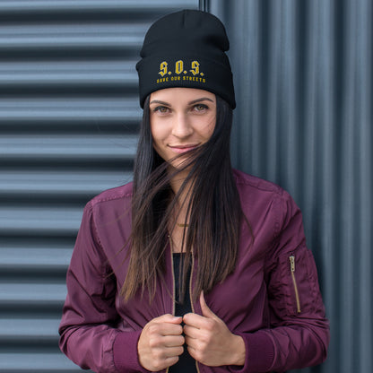 Streetwear Beanie - Stickerei S.O.S. SAVE OUR STREETS