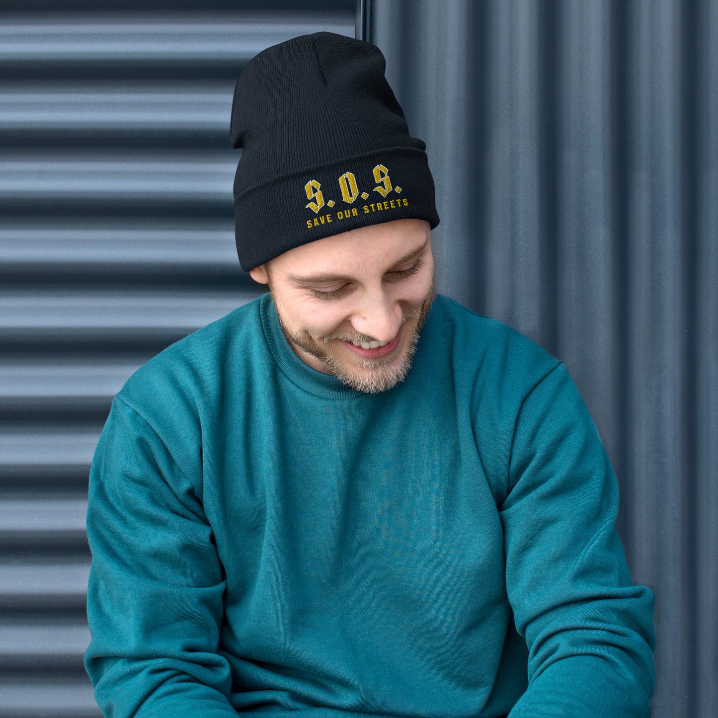 Streetwear Beanie - Stickerei S.O.S. SAVE OUR STREETS