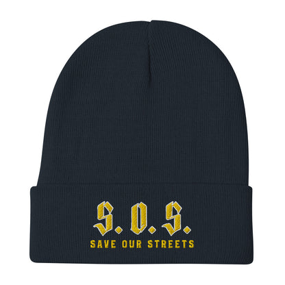 Streetwear Beanie - Stickerei S.O.S. SAVE OUR STREETS