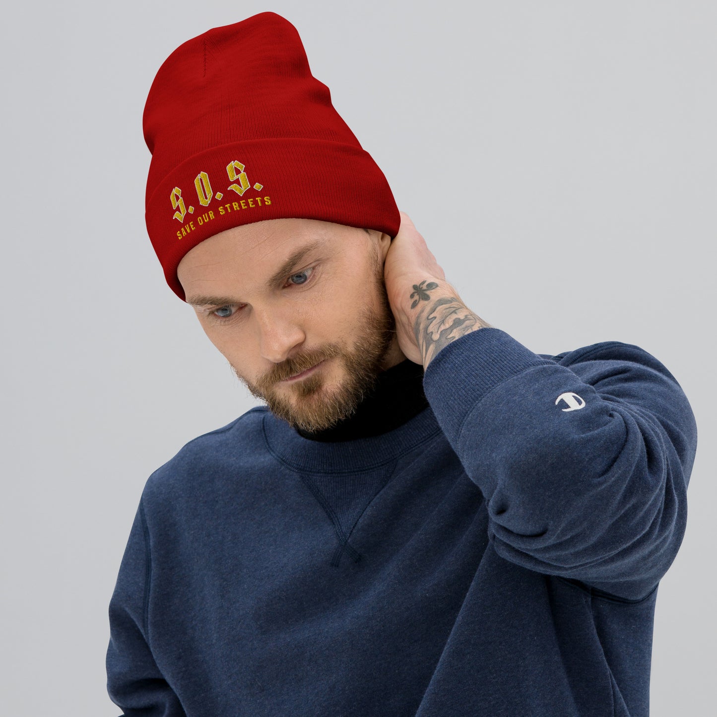 Streetwear Beanie - Stickerei S.O.S. SAVE OUR STREETS