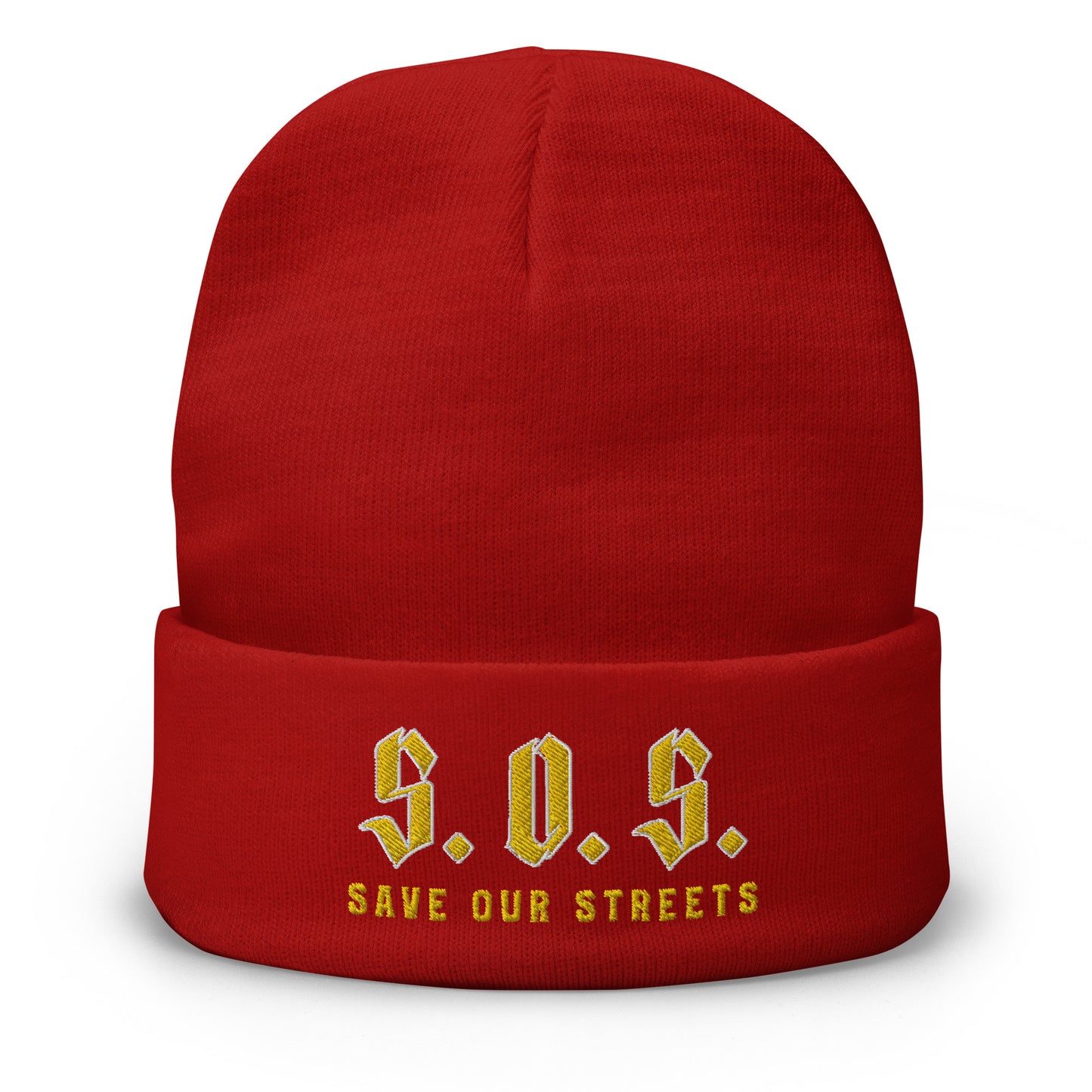 Streetwear Beanie - Stickerei S.O.S. SAVE OUR STREETS