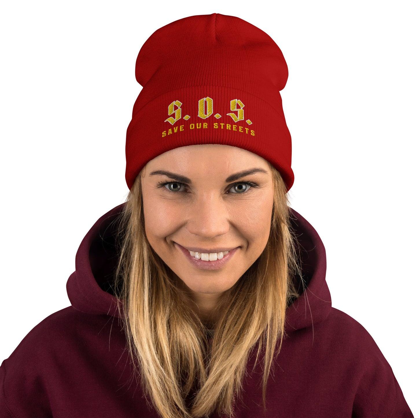 Streetwear Beanie - Stickerei S.O.S. SAVE OUR STREETS