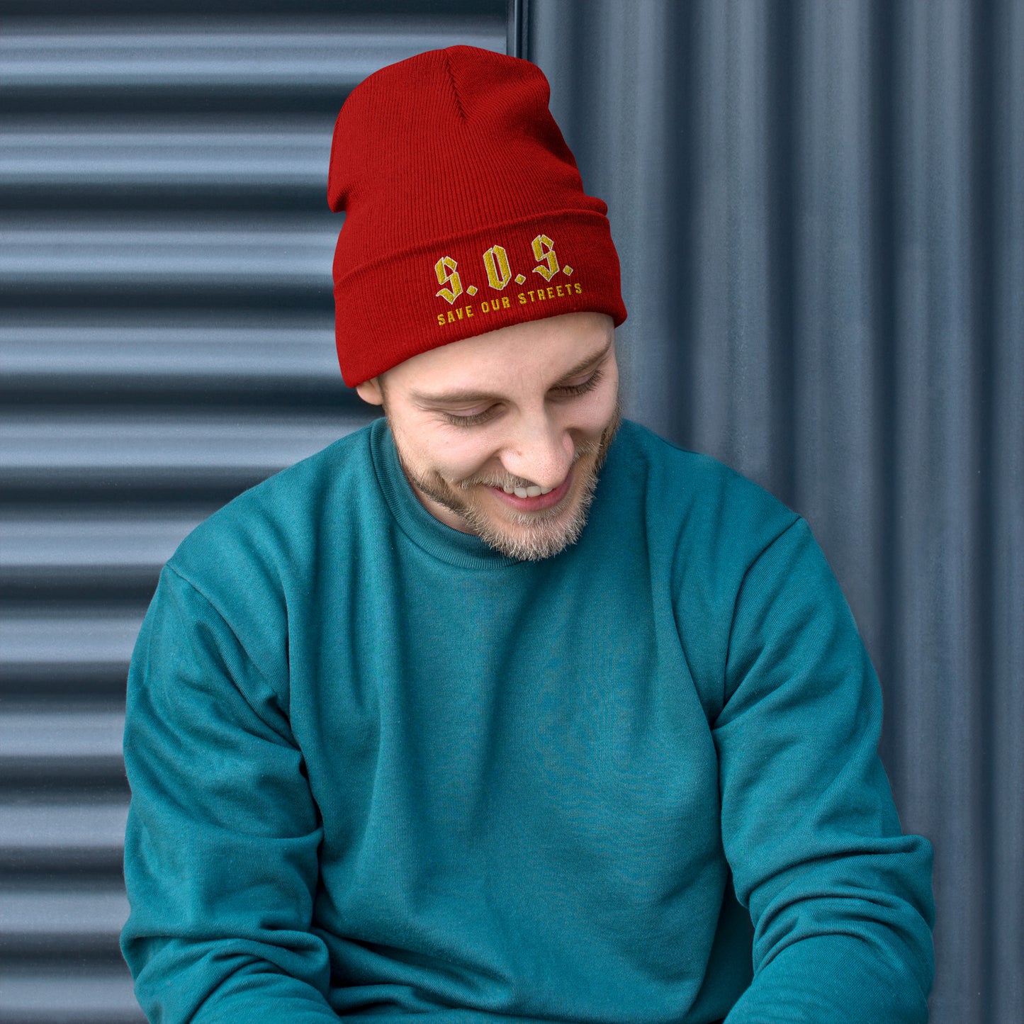 Streetwear Beanie - Stickerei S.O.S. SAVE OUR STREETS