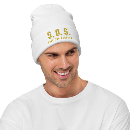 Streetwear Beanie - Stickerei S.O.S. SAVE OUR STREETS