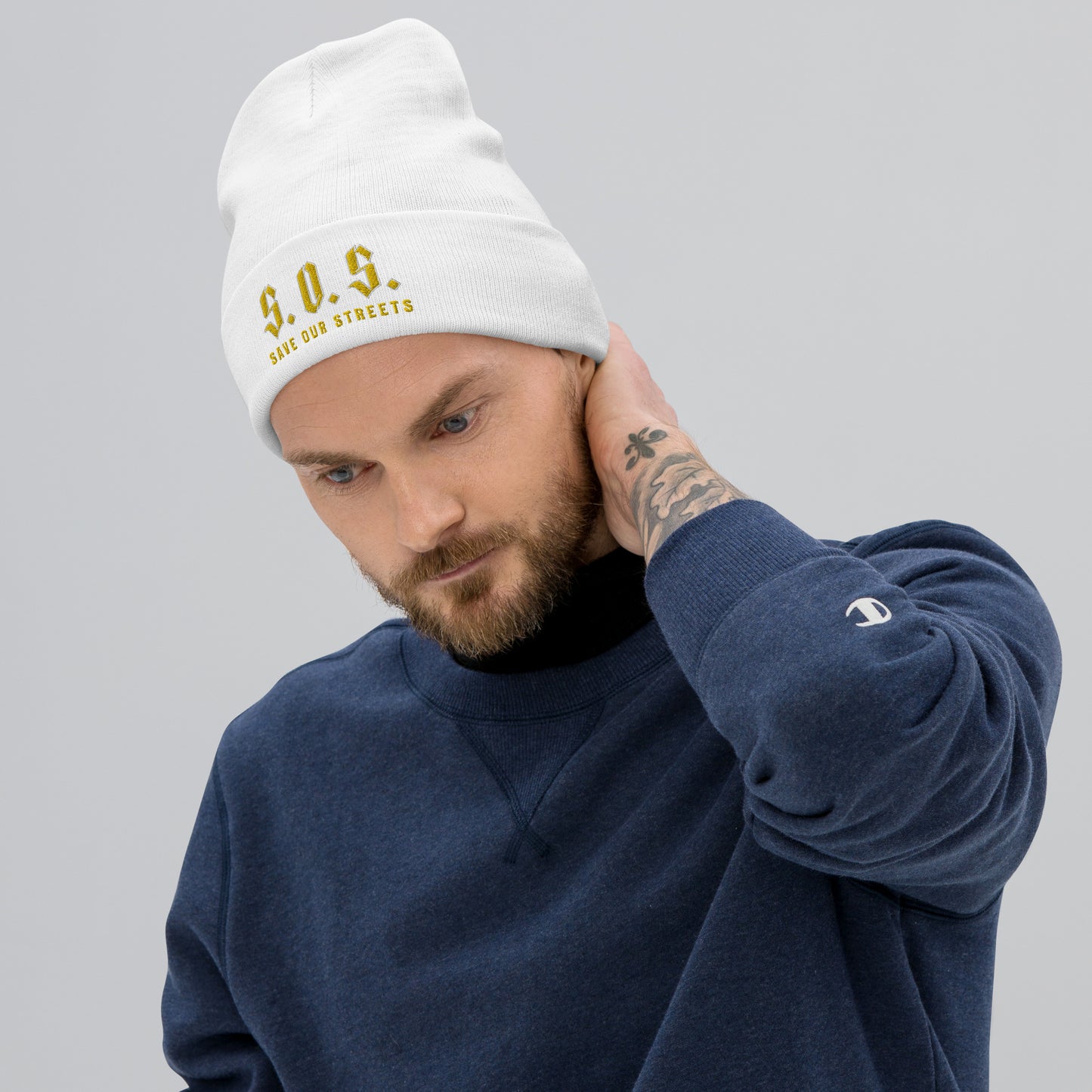 Streetwear Beanie - Stickerei S.O.S. SAVE OUR STREETS