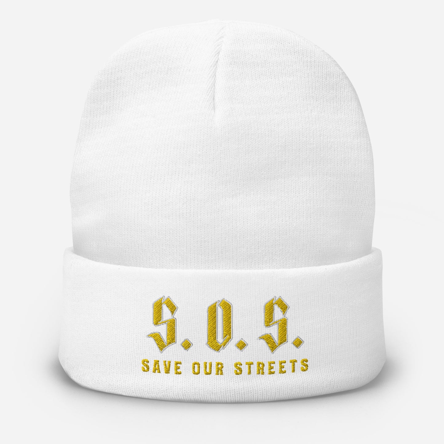 Streetwear Beanie - Stickerei S.O.S. SAVE OUR STREETS