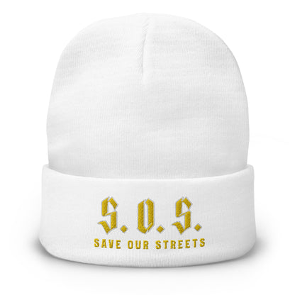 Streetwear Beanie - Stickerei S.O.S. SAVE OUR STREETS