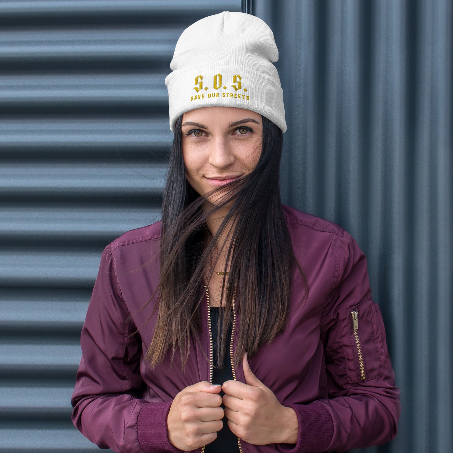 Streetwear Beanie - Stickerei S.O.S. SAVE OUR STREETS