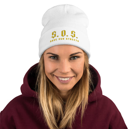 Streetwear Beanie - Stickerei S.O.S. SAVE OUR STREETS