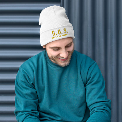 Streetwear Beanie - Stickerei S.O.S. SAVE OUR STREETS