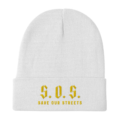 Streetwear Beanie - Stickerei S.O.S. SAVE OUR STREETS