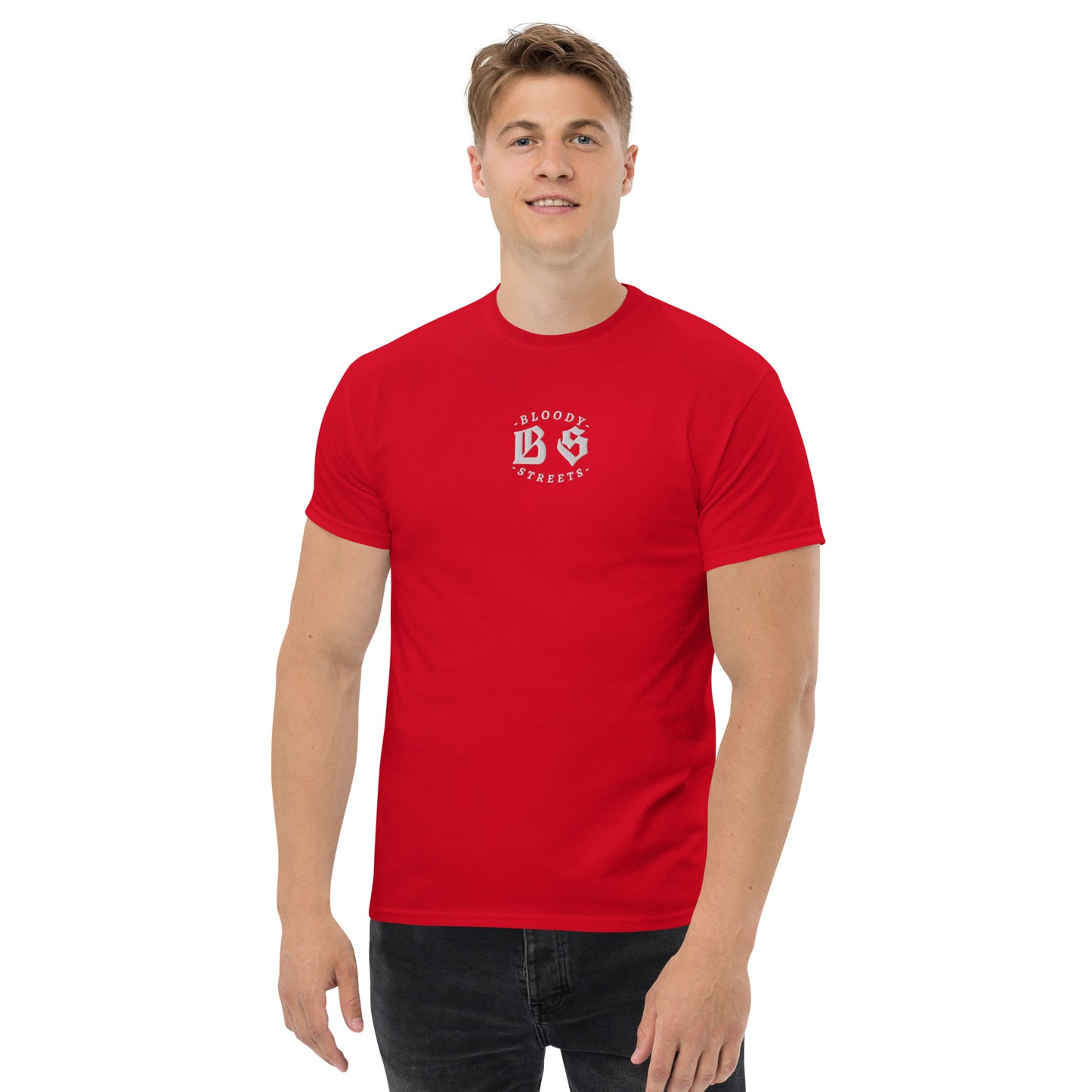 Klassisches Herren Streetwear T-Shirt "BLOODY STREETS" - BLOODY-STREETS.DE Streetwear Herren und Damen Hoodies, T-Shirts, Pullis