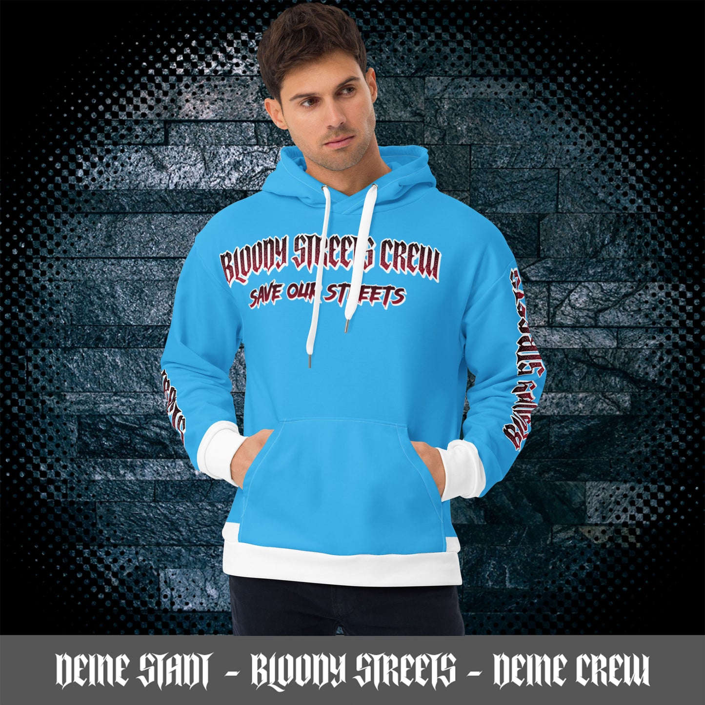 BLOODY STREETS Crew Member Streetwear Hoodie Blue