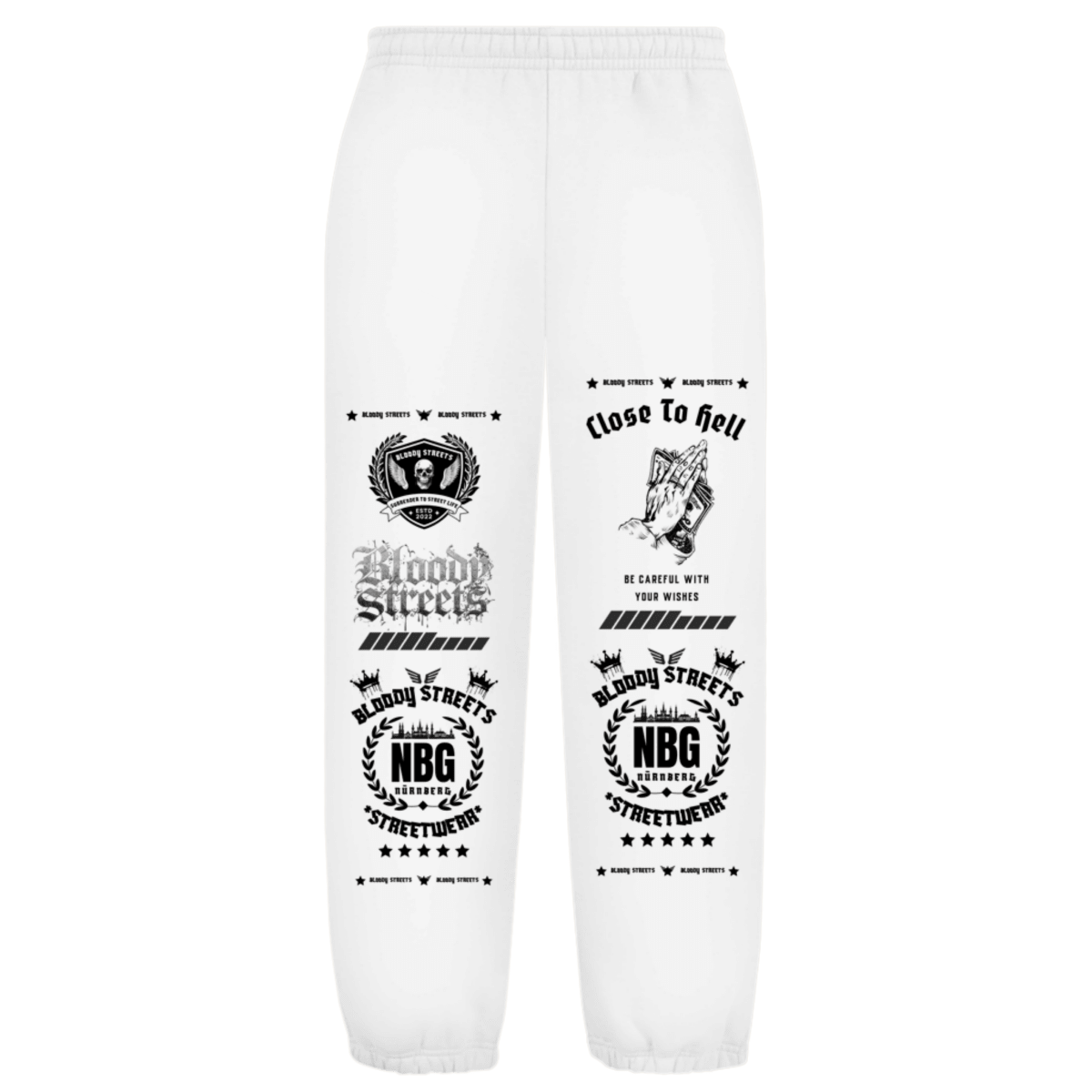 Oversize Fluffy Sweatpants Dead Skull weiß - BLOODY - STREETS.DE Streetwear Herren und Damen Hoodies, T-Shirts, Pullis