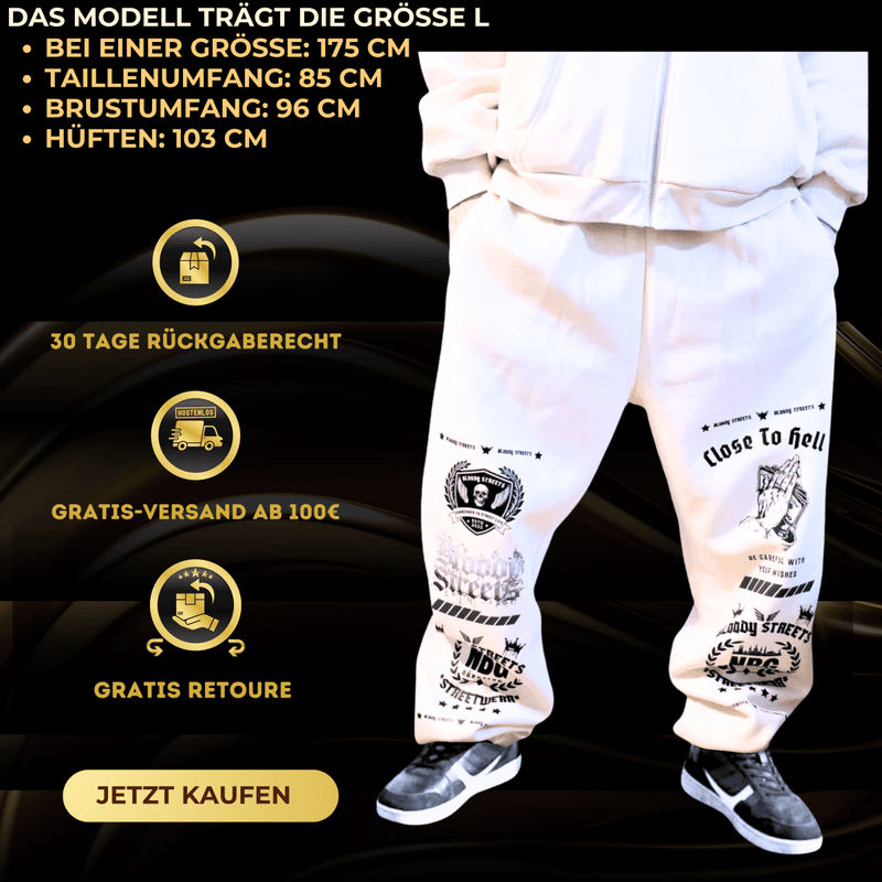 Oversize Fluffy Sweatpants Dead Skull weiß - BLOODY-STREETS.DE Streetwear Herren und Damen Hoodies, T-Shirts, Pullis