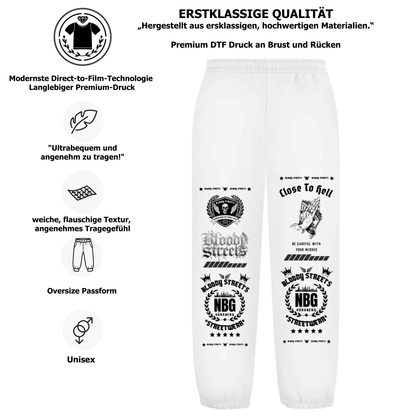 Oversize Fluffy Sweatpants Dead Skull weiß - BLOODY - STREETS.DE Streetwear Herren und Damen Hoodies, T-Shirts, Pullis