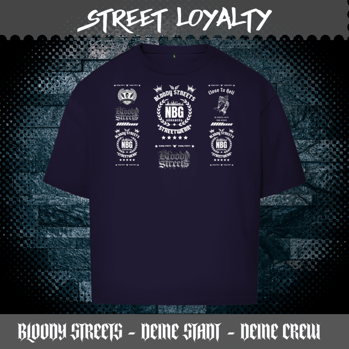Oversize T-Shirt BS NÜRNBERG - BLOODY - STREETS.DE Streetwear Herren und Damen Hoodies, T-Shirts, Pullis