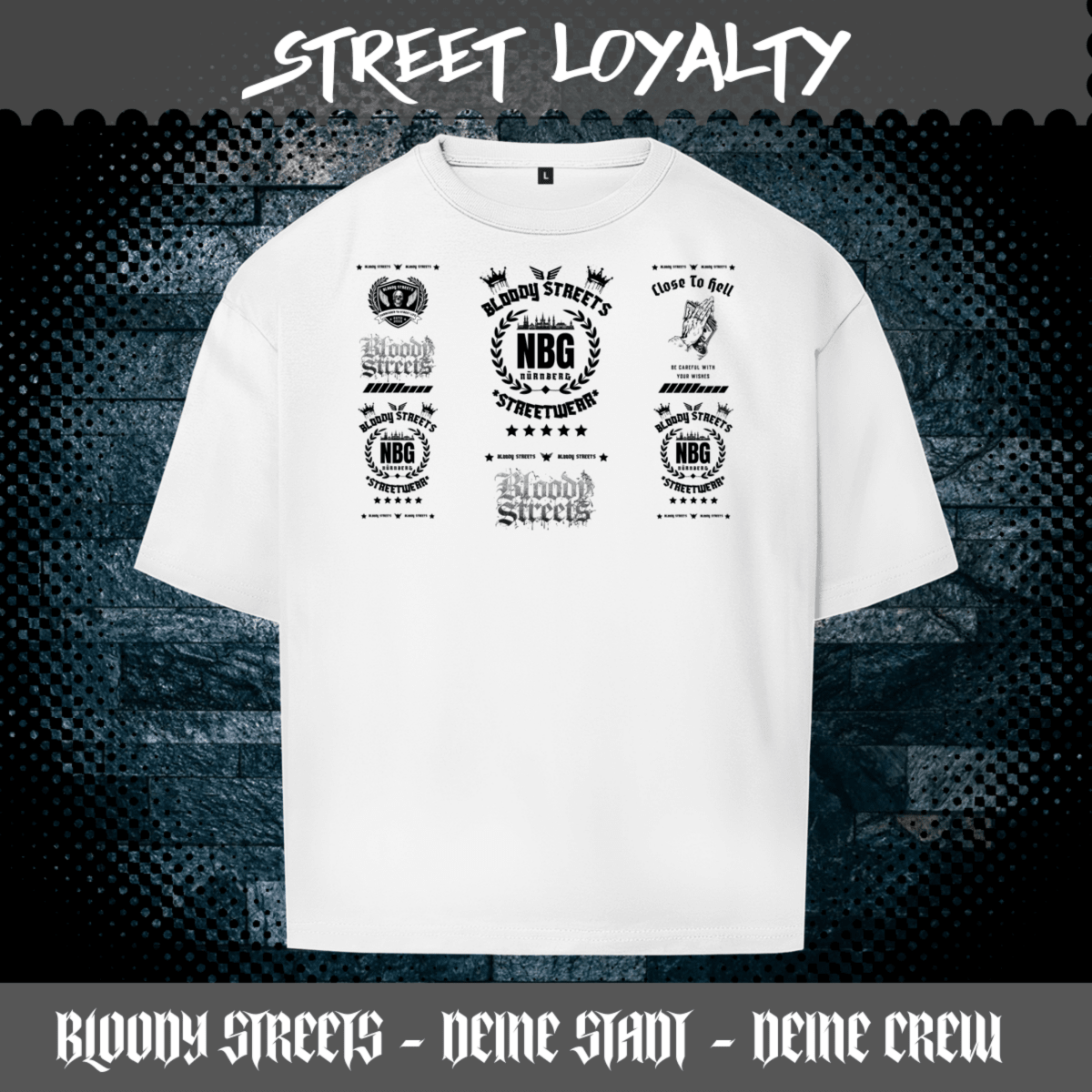Oversize T-Shirt BS NÜRNBERG - BLOODY - STREETS.DE Streetwear Herren und Damen Hoodies, T-Shirts, Pullis