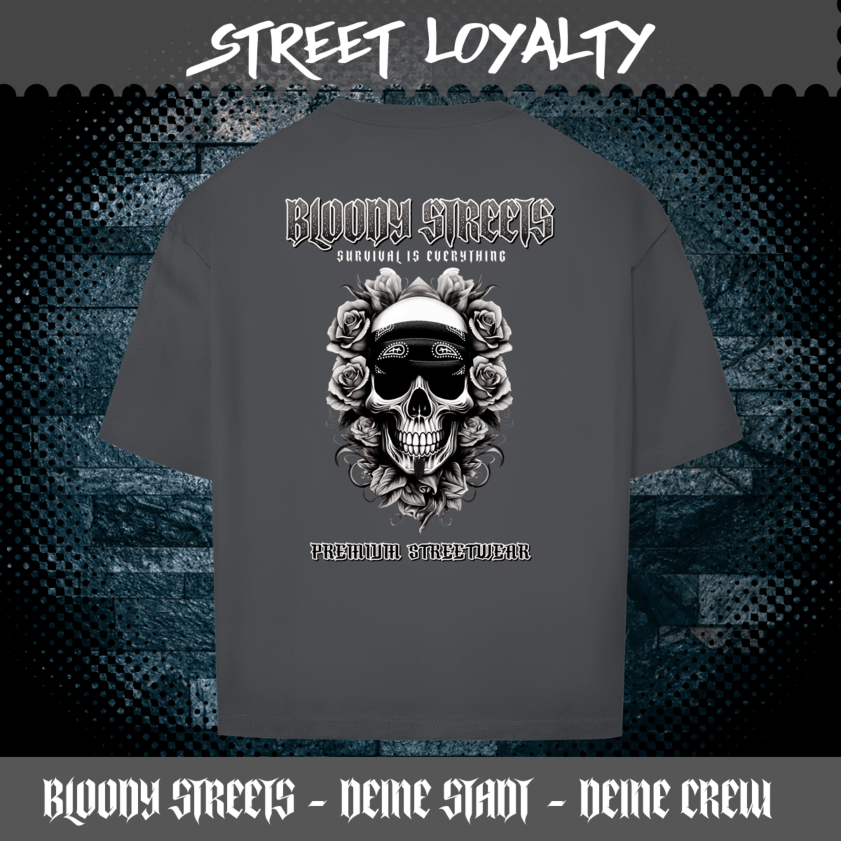 Oversize T-Shirt BS NÜRNBERG - BLOODY - STREETS.DE Streetwear Herren und Damen Hoodies, T-Shirts, Pullis