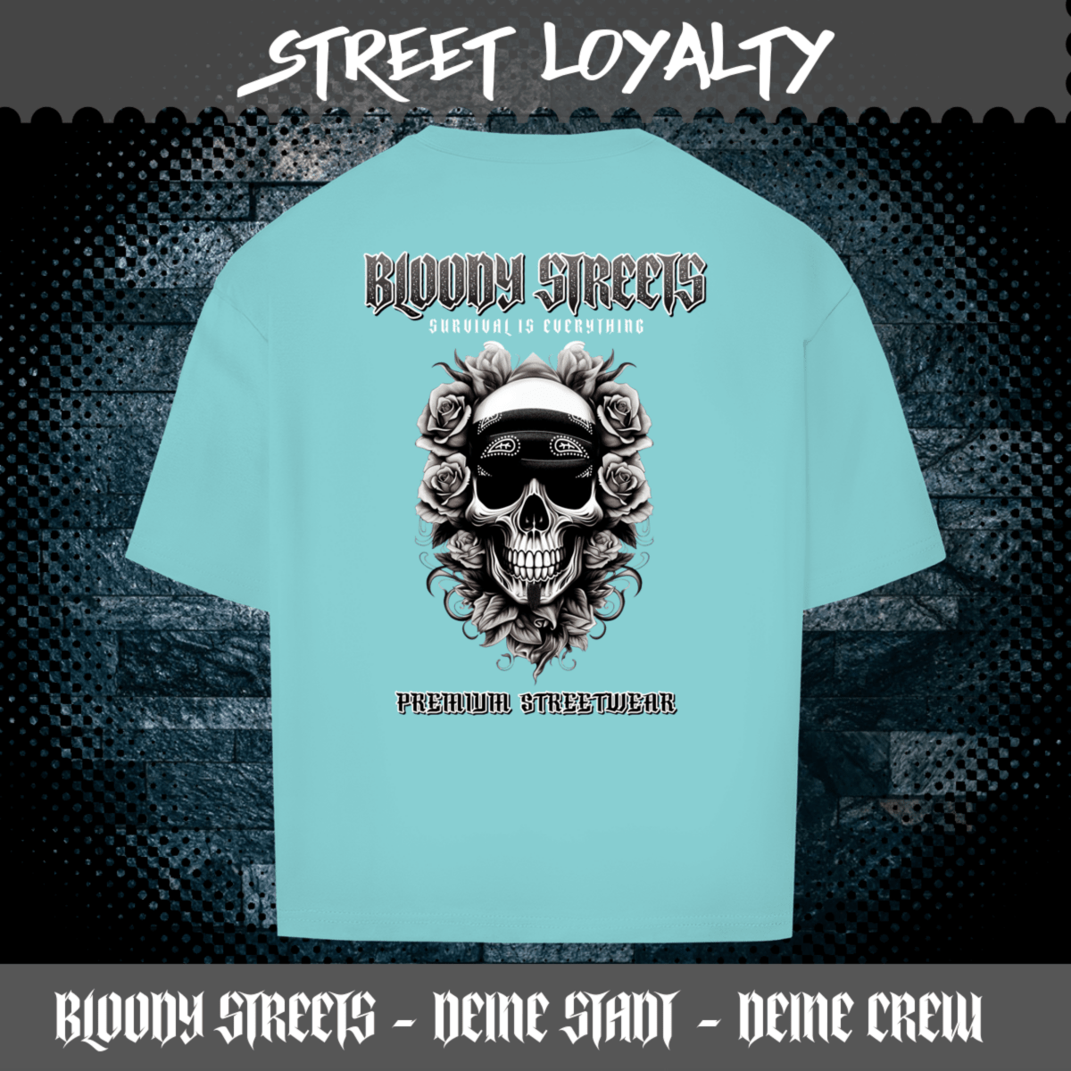 Oversize T-Shirt BS NÜRNBERG - BLOODY - STREETS.DE Streetwear Herren und Damen Hoodies, T-Shirts, Pullis