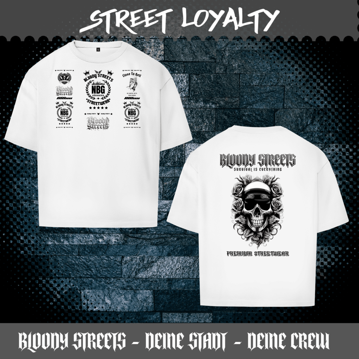 Oversize T-Shirt BS NÜRNBERG - BLOODY - STREETS.DE Streetwear Herren und Damen Hoodies, T-Shirts, Pullis