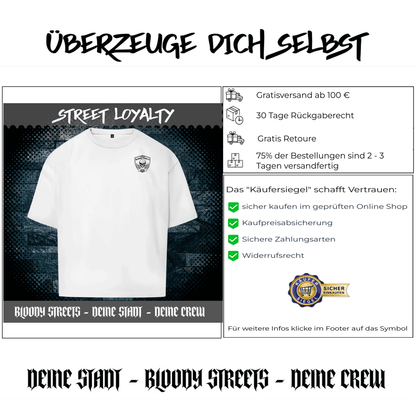 Oversize T-Shirt S.O.S. SAVE OUR STREETS BS - BLOODY - STREETS.DE Streetwear Herren und Damen Hoodies, T-Shirts, Pullis