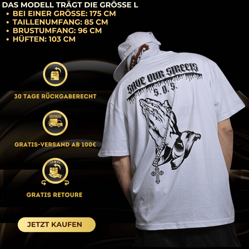 Oversize T-Shirt S.O.S. SAVE OUR STREETS BS - BLOODY - STREETS.DE Streetwear Herren und Damen Hoodies, T-Shirts, Pullis