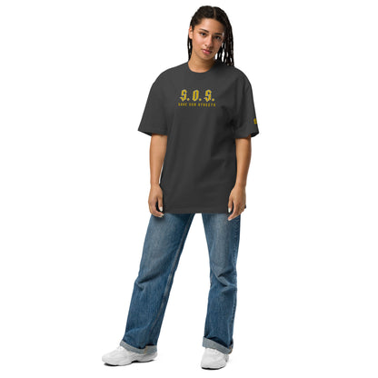 Oversized Streetwear T-shirt - SAVE OUR STREETS Stickerei 1 VERS. - verwaschenem Look - BLOODY - STREETS.DE Streetwear Herren und Damen Hoodies, T-Shirts, Pullis