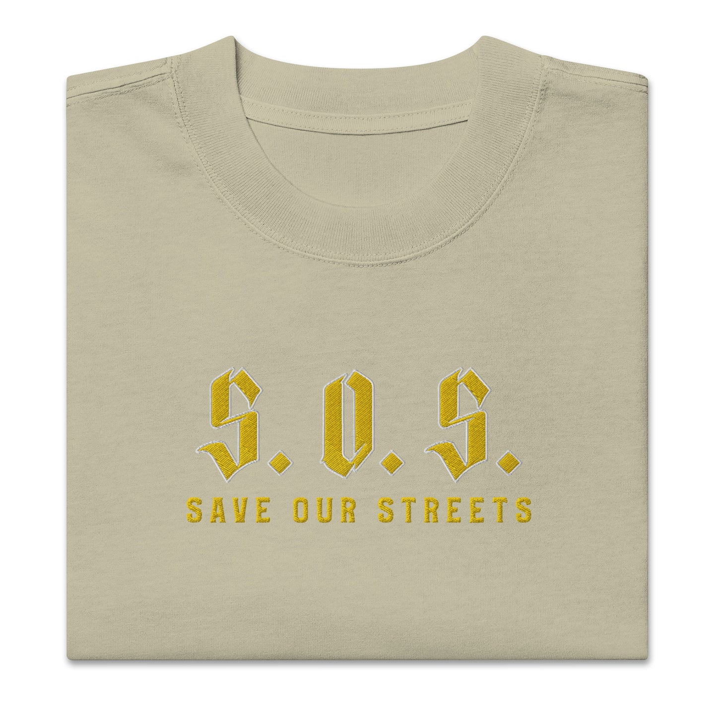 Oversized Streetwear T-shirt - SAVE OUR STREETS Stickerei 1 VERS. - verwaschenem Look - BLOODY - STREETS.DE Streetwear Herren und Damen Hoodies, T-Shirts, Pullis