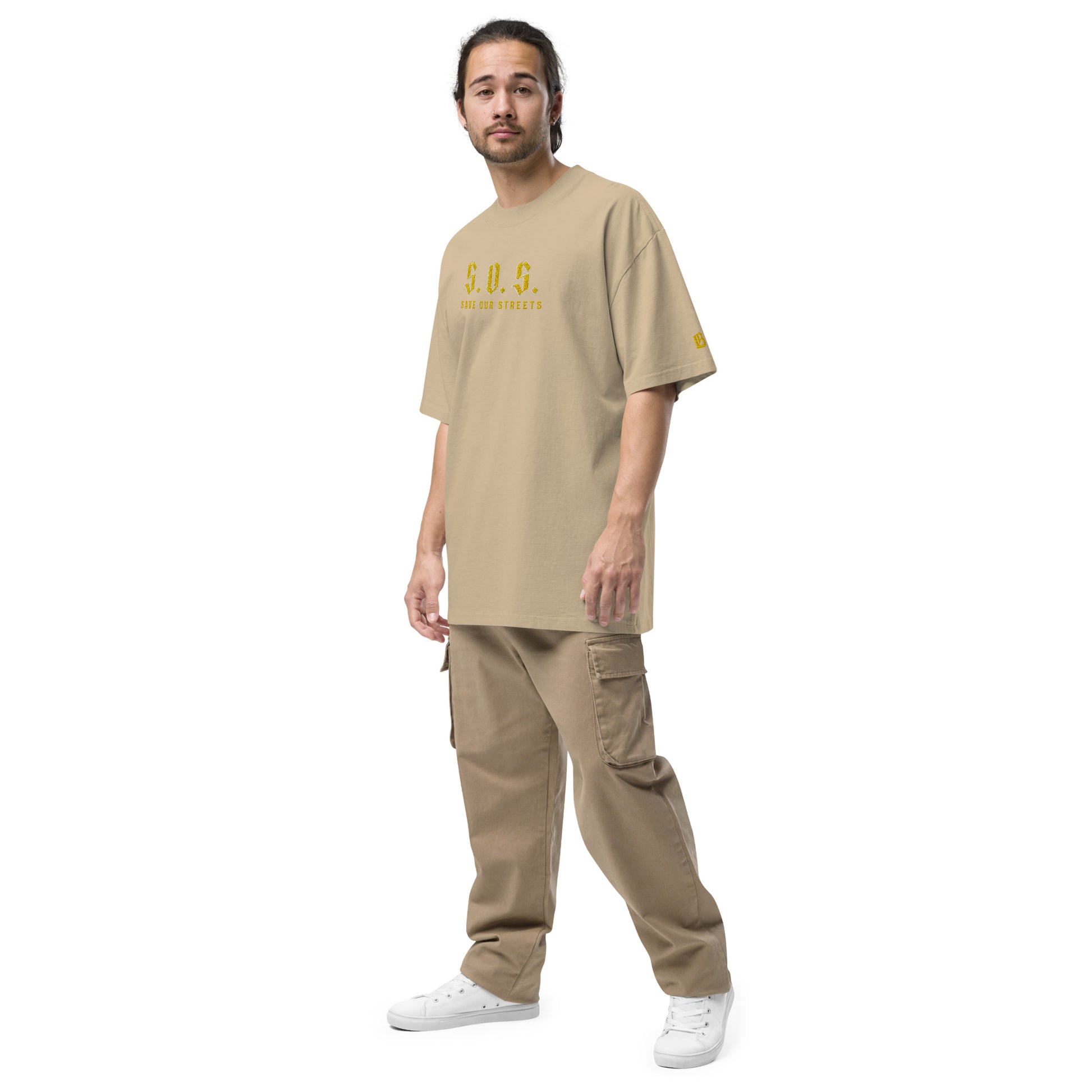 Oversized Streetwear T-shirt - SAVE OUR STREETS Stickerei 1 VERS. - verwaschenem Look - BLOODY - STREETS.DE Streetwear Herren und Damen Hoodies, T-Shirts, Pullis