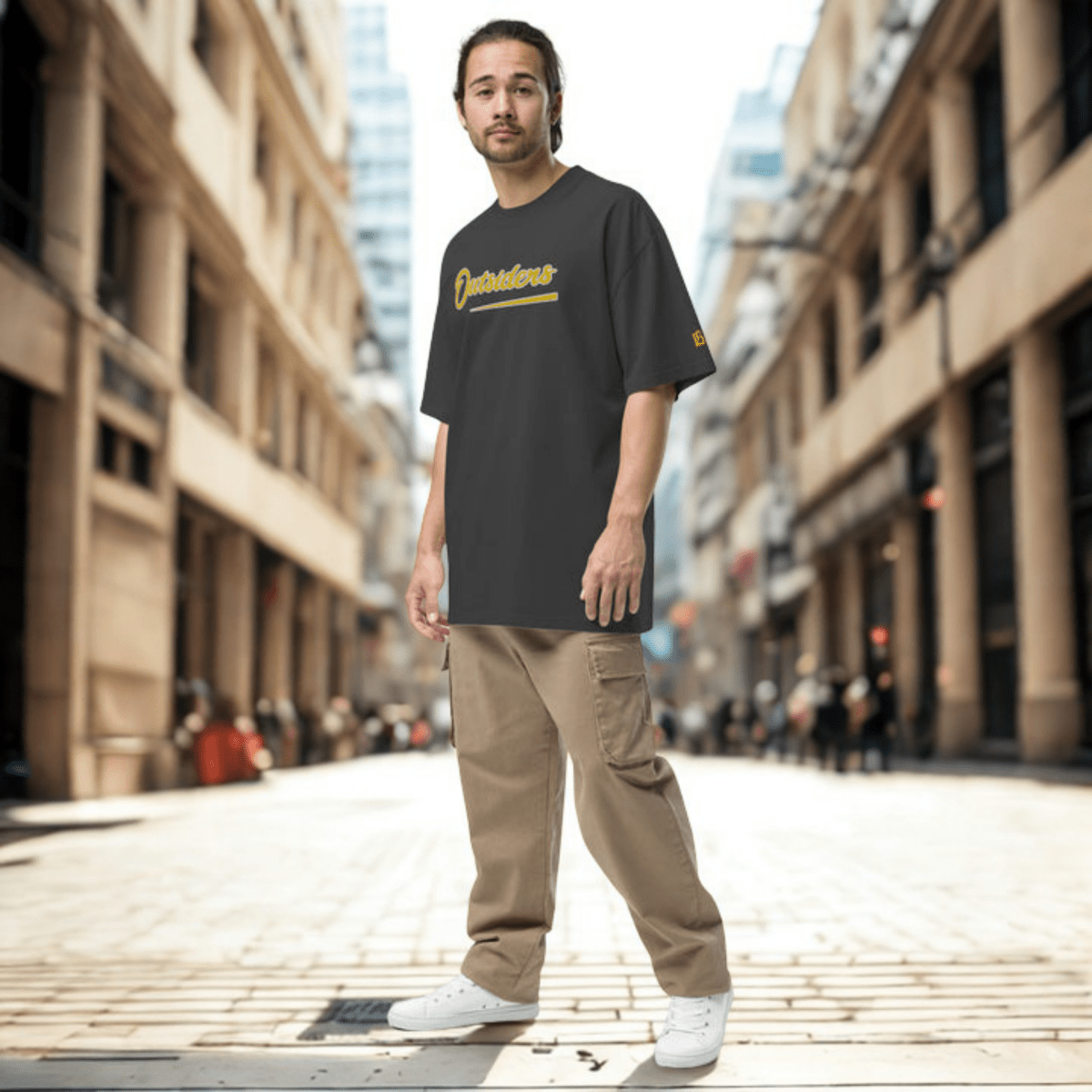 Oversized Streetwear T-Shirt BS - OUTSIDERS Vers. 2 mit verwaschenem Look - BLOODY - STREETS.DE Streetwear Herren und Damen Hoodies, T-Shirts, Pullis
