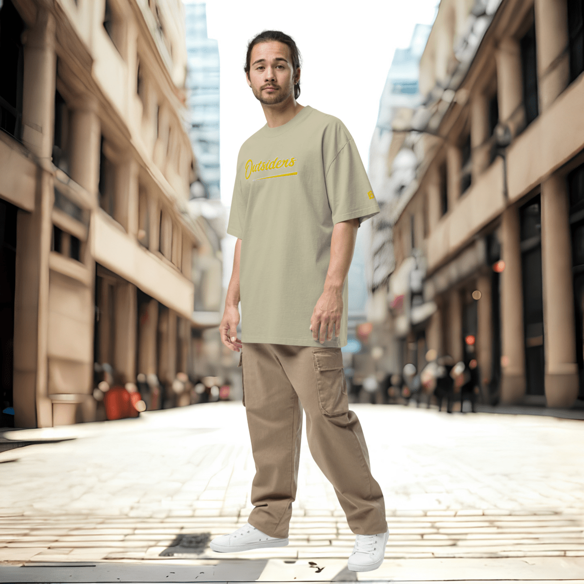 Oversized Streetwear T-Shirt BS - OUTSIDERS Vers. 2 mit verwaschenem Look - BLOODY - STREETS.DE Streetwear Herren und Damen Hoodies, T-Shirts, Pullis